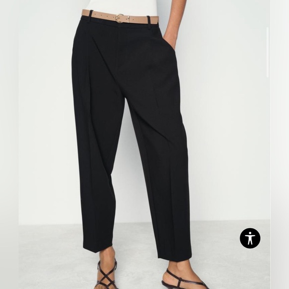 Zara Black Paper Bag High Waisted Pants - Picture 3 of 3
